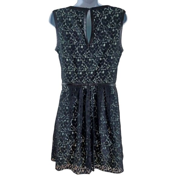 NWT Speechless Mint Lined Lace Skater Dress Sz 9 Leather Trim Floral Overlay 35” - Picture 6 of 9